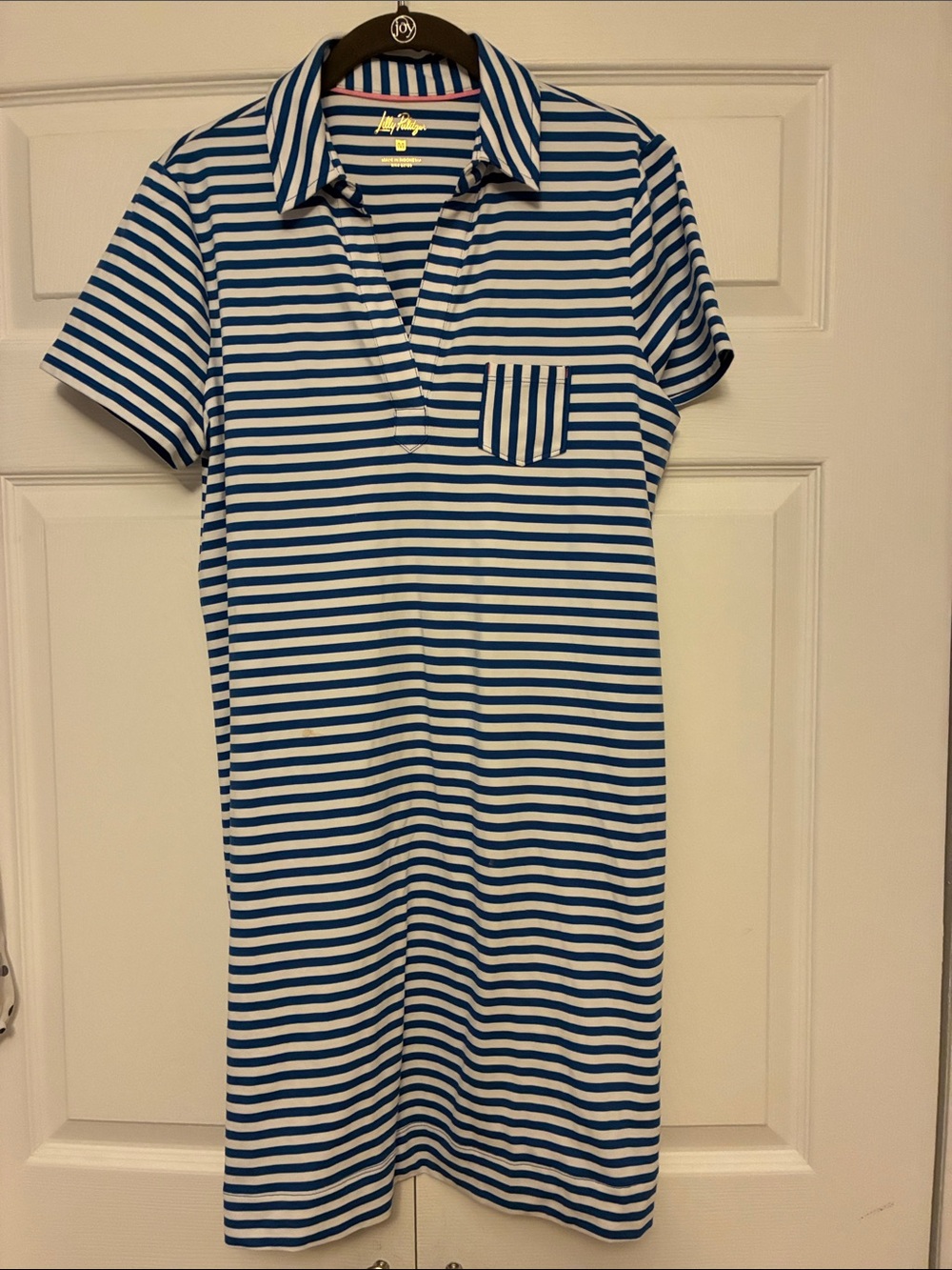 Lilly Pulitzer Dune UPF 50+ Short Sleeve Dress Day Dream Blue Stripe M